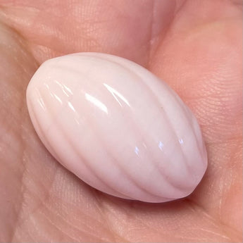 1 Vintage Pink Cotton Candy Japan Oval Twist Glass Bead