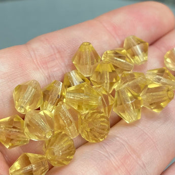 20 Vintage Light Golden Yellow Czech Bicone Glass Beads