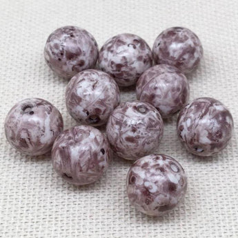 10 Vintage Mauve Czech Round Glass Beads