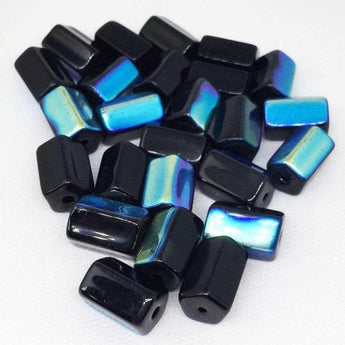 25 AB Black Czech Glass Beads