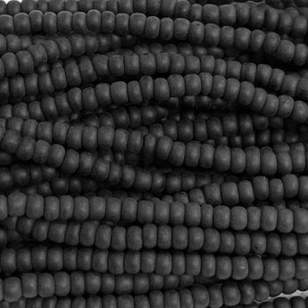 1 Hank Matte Jet Black Czech Glass Seed Beads