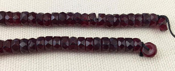 25 Vintage Dark Garnet Czech Heishi Rondelle Glass Beads