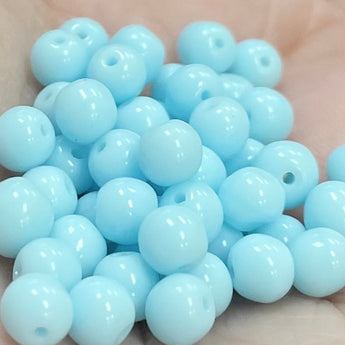 50 Vintage Baby Blue Czech Round Glass Beads