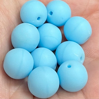 10 Vintage Matte Powder Blue Round Glass Beads #4617