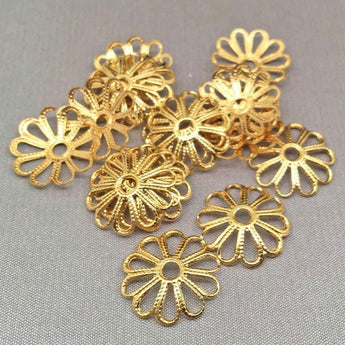 20 Vintage Brass Flower Metal Bead Caps