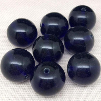 8 Vintage Cobalt Blue Czech Round Glass Beads