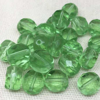 25 Green Czech Coin Glass Beads