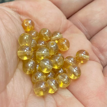 50 Light Golden Yellow Luster Czech Round Glass Beads