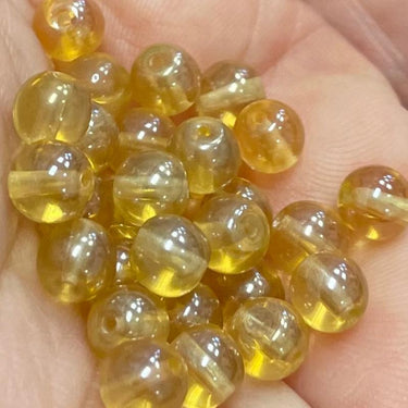 50 Light Golden Yellow Luster Czech Round Glass Beads