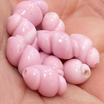 10 Vintage Pink Spiral Japan Glass Beads