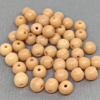 50 Vintage Beige Czech Glass Round Glass Beads