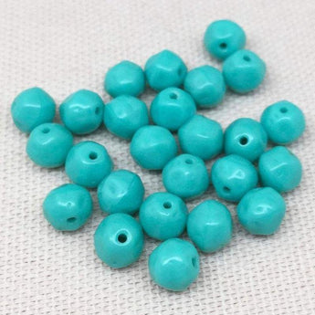 25 Vintage Aqua Teal Czech Baroque Round Glass Beads