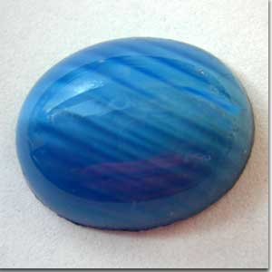 1 Vintage Silky Blue Striped Oval Glass Cabochon #8362