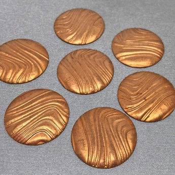 8 Vintage Textured Tombac Brass Domed Coin Stampings