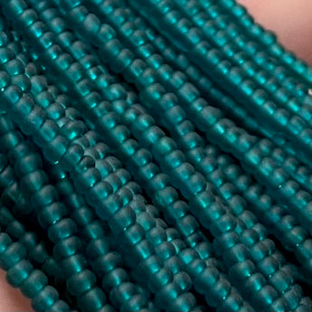 1 Hank Transparent Matte Emerald Green Czech Glass Seed Beads