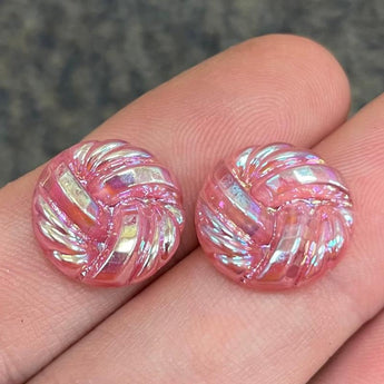 2 Vintage Pink Triple Knot Glass Cabochons #8174