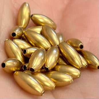 24 Vintage Gold Plated Rice Oval Metal Beads