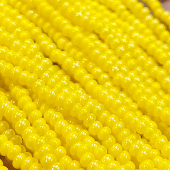 1 Hank AB Bright Lemon Yellow Czech Glass Seed Beads