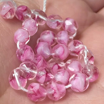 25 Vintage Czech Pink Crystal Fire Polished Glass Beads #9564