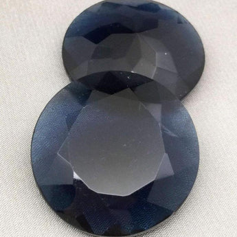 1 Vintage Montana Blue Czech Faceted Round Glass Stone