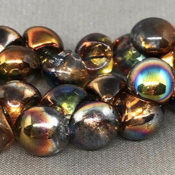 25 Magic Topaz Czech Button Glass Beads