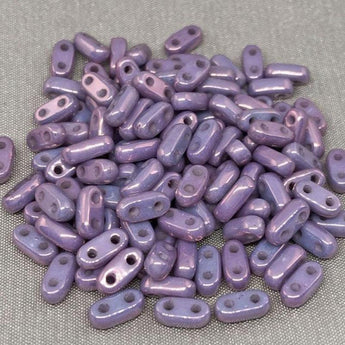 10 Grams Purple Luster Purple Czech 2-Hole Shim Glass Beads