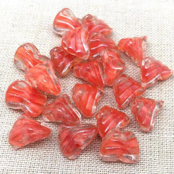 10 Vintage Coral Orange Givre German Glass Beads