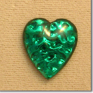 1 Vintage Emerald Foiled Heart Glass Stone #3535