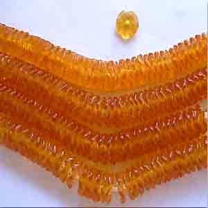 50 Vintage Japan Topaz Scallop Rondelle Glass Beads #9555