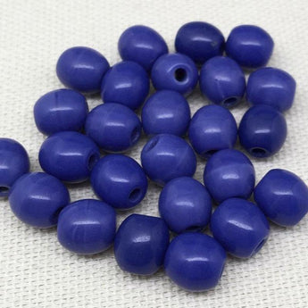 24 Vintage Periwinkle Blue Oval Glass Beads