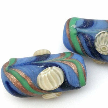 1 Vintage Handmade Barnacle Murano Matte Blue Glass Bead