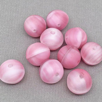 10 Vintage Matte Pink White Givre German Glass Beads