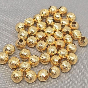 50 Vintage Etched Brass Round Metal Beads