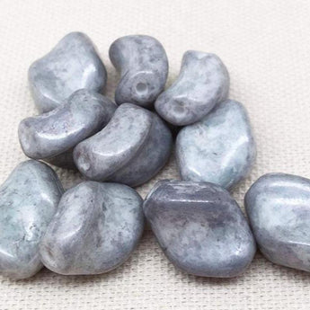 10 Vintage Grey Blue Picasso Austrian Oval Glass Beads