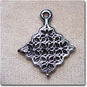 1 Vintage Orchid Mandala Pewter Metal Pendant