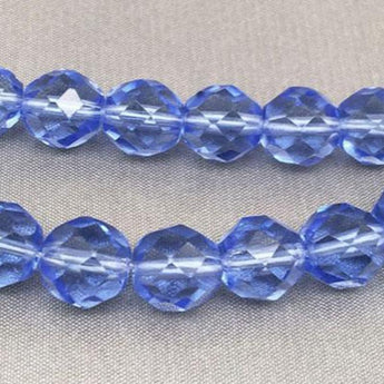 25 Sapphire Blue Czech Faceted Glass Beads 8mm