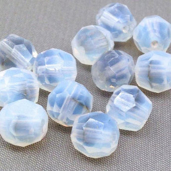 12 Vintage Grey Opalescent White Givre German Glass Beads