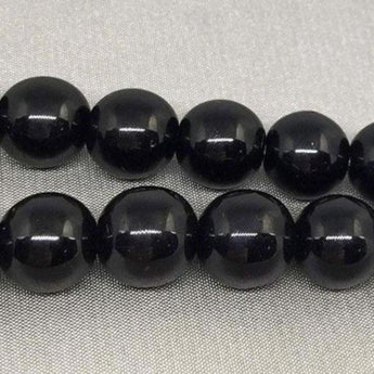 25 Vintage Black Czech Round Glass Beads