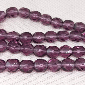 50 Amethyst Purple Czech Faceted Glass Beads