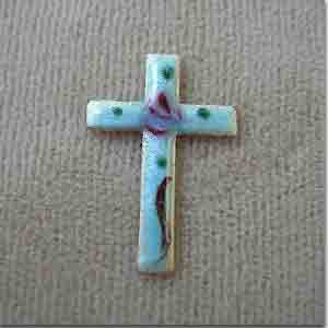 4 Vintage Tiny Blue Enameled Crosses #8679