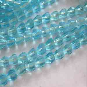 24 Aqua Faceted Cone Glass Beads #9487