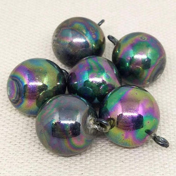 8 Vintage Metallic Japan Round Glass Charm Beads Pendants