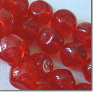 25 Vintage Ruby Red Glass Beads