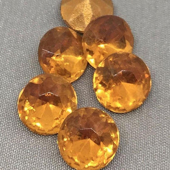 6 Vintage Topaz Point Back Glass Stones