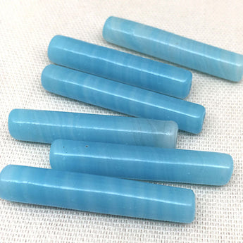 10 Vintage Turquoise Austrian Tube Glass Beads