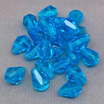 25 Vintage Aqua Blue Czech Faceted Teardrop Glass Beads