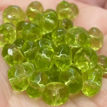 50 Apple Green Czech Faceted Rondelle Glass Beads