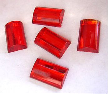 4 Vintage Red Faceted Dome Top Glass Cabochons #9580