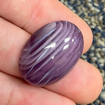 1 Vintage Striped Purple Oval Glass Cabochon 25mm