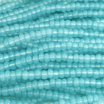 1 Hank Light Cerulean Opal Czech Glass Seed Beads